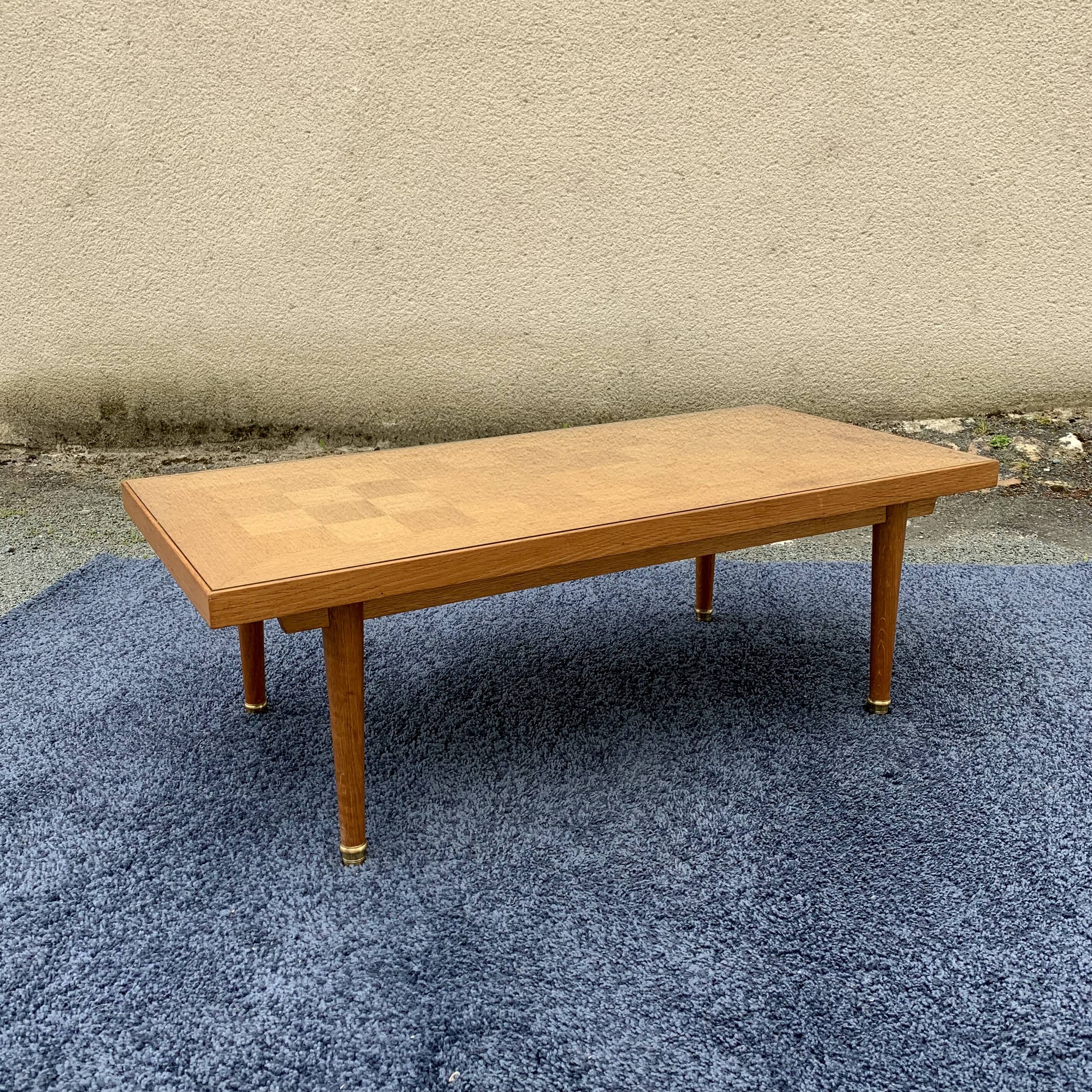 1960s oak checkerboard coffee table