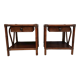 Pair of wooden bedside tables, bamboo and canning