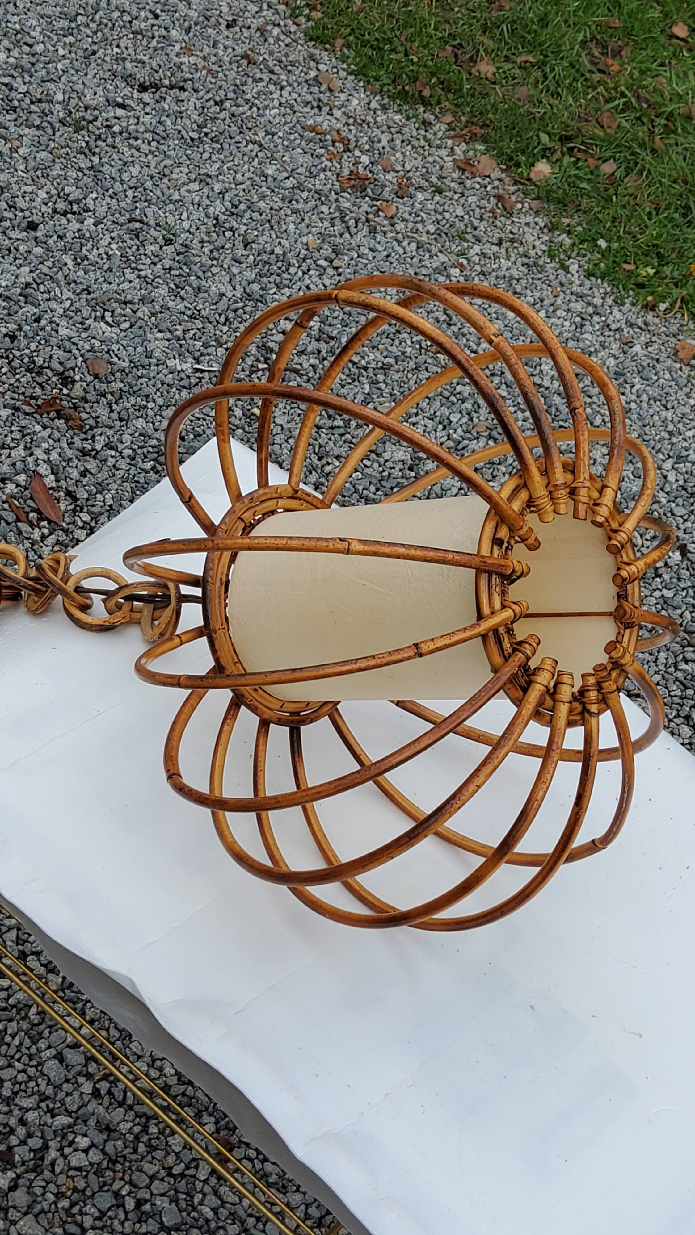70s rattan pendant light