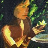 Important Oil on Canvas “La Tahitienne” signed Morillon – 1985