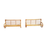 Rattan bookshelves duo