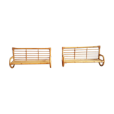 Rattan bookshelves duo