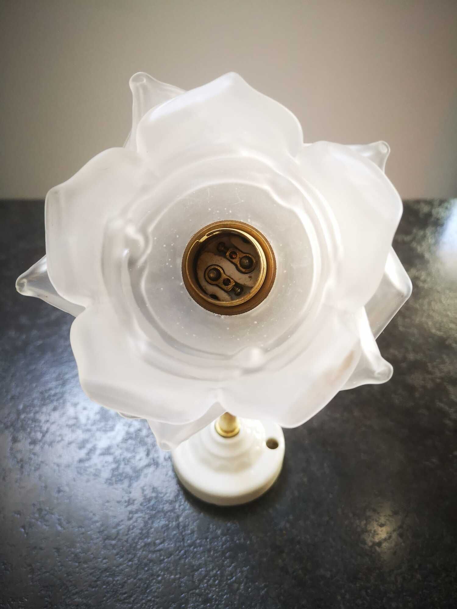 Wall lamp old tulip glass paste shape flower gooseneck brass porcelain art deco 1930
