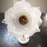 Applique ancienne tulipe pâte de verre forme fleur col de cygne laiton porcelaine art déco 1930