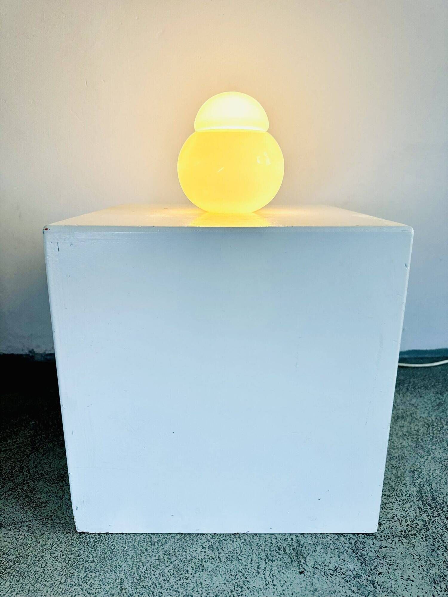 Daruma Picolla Model 5028 Milk Glass Sphere By Sergio Asti For Candle Milano, Italy 1980S