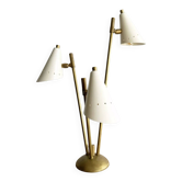 Lampe italienne trois têtes en laiton design années 50
