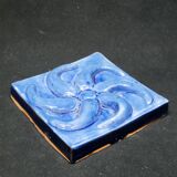 Blue Glazed Ceramic Plate Relief Decor Trivet
