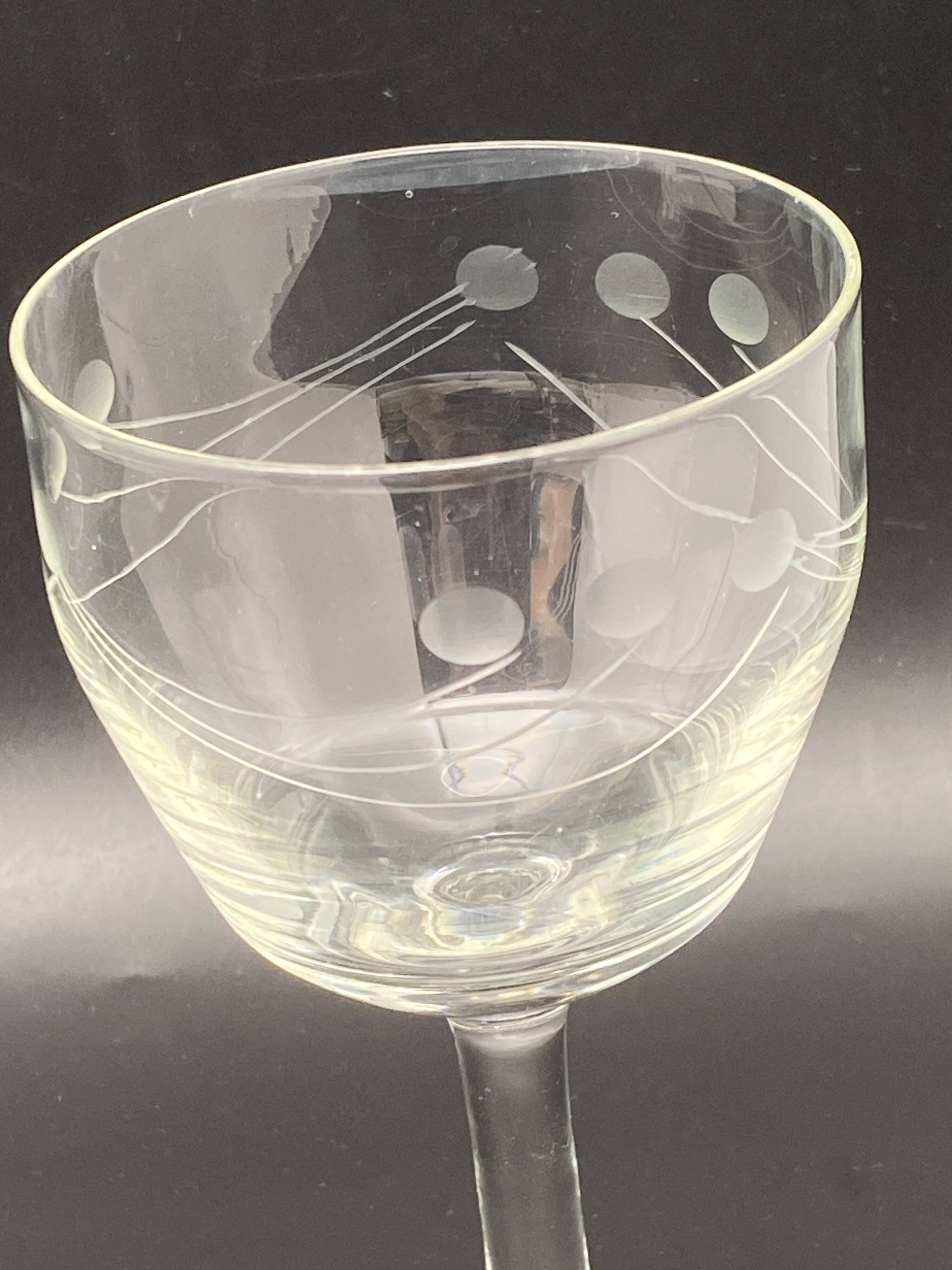 Wine glasses chiseled patterns