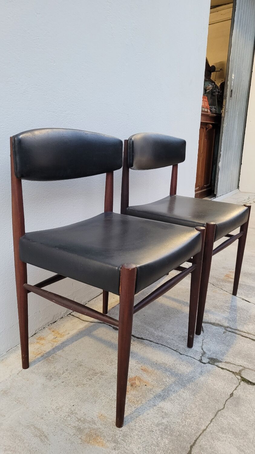Pair of vintage teak Scandinavian chairs 1950