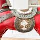 Large decorative rocking horse made of carved and hand-painted wood.