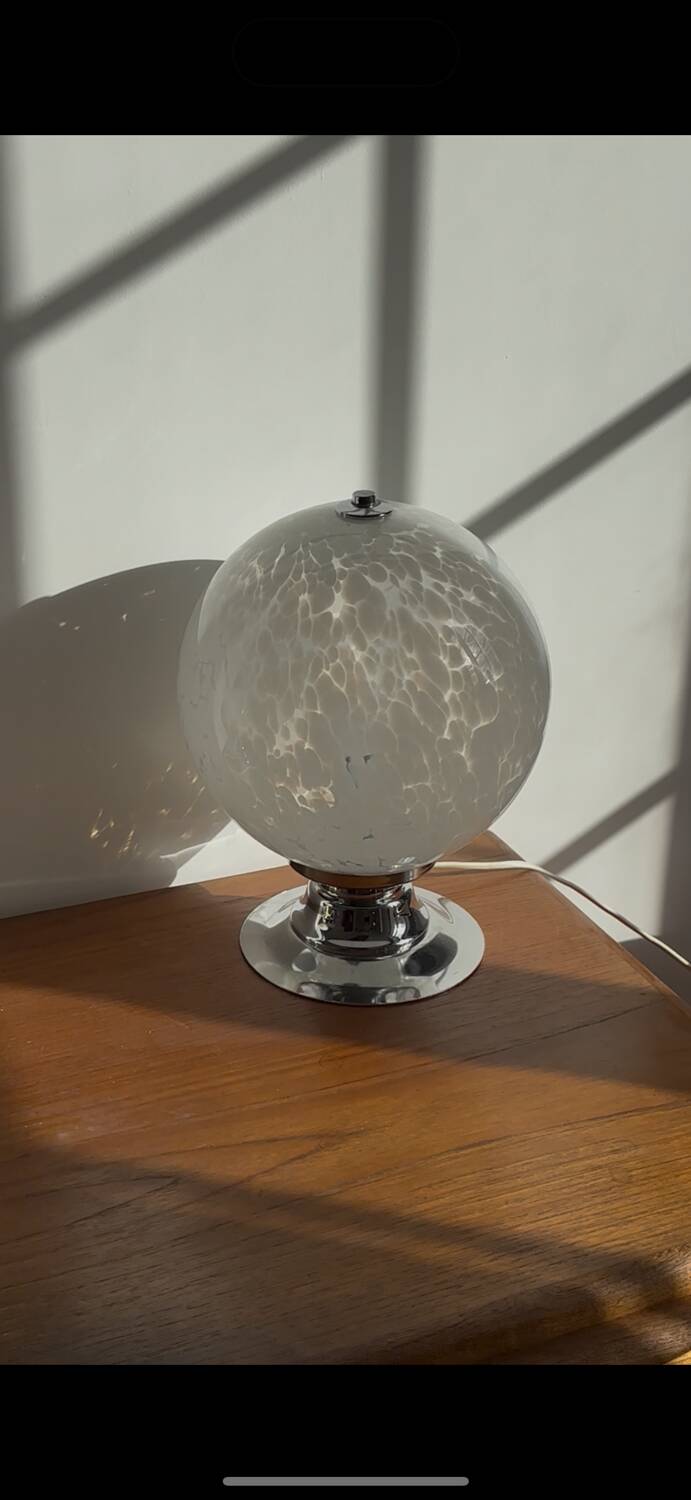 Vintage 70s marbled glass globe lamp