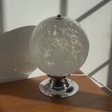 Vintage 70s marbled glass globe lamp