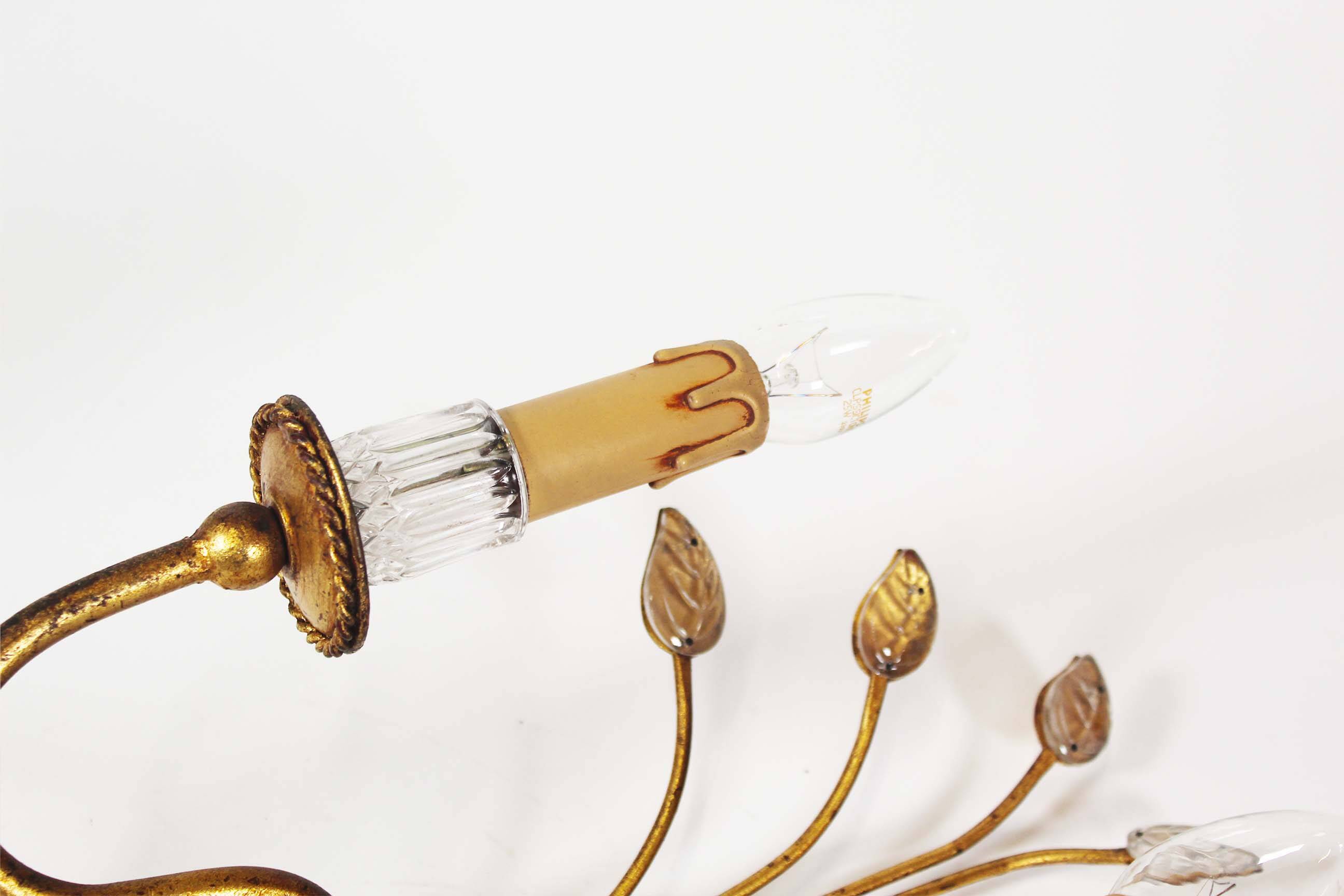 Single gilded and crystal florentine sconce by Banci Firenze.