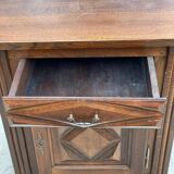 Art Deco chest of drawers in solid wood, dark satin oak finish, 1 door