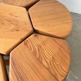 Flower coffee table set with elm tripod stools