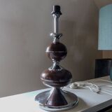 Chrome and brown space age lamp base 1970