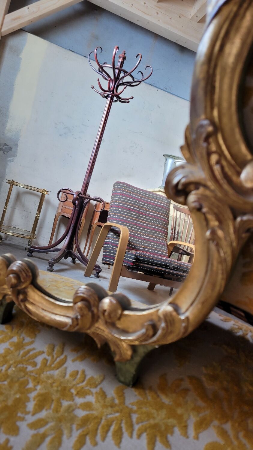 Pair of mirrors style louis xv rocaille in gilded wood carved 1900