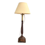 Wooden lamp, 2 M fabric cable, fabric lampshade