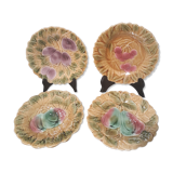 4 plates dessert decor fruits, satitle slurry of Sarreguemines, early twentieth century