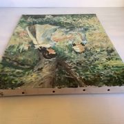 Painting of young girls in the garden, oil on canvas, signed