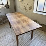 1950s pine and oak farmhouse table with multiple drawers