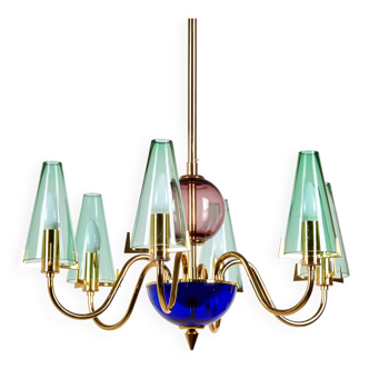 Italian Glass Chandelier, 1980s (MK9505)