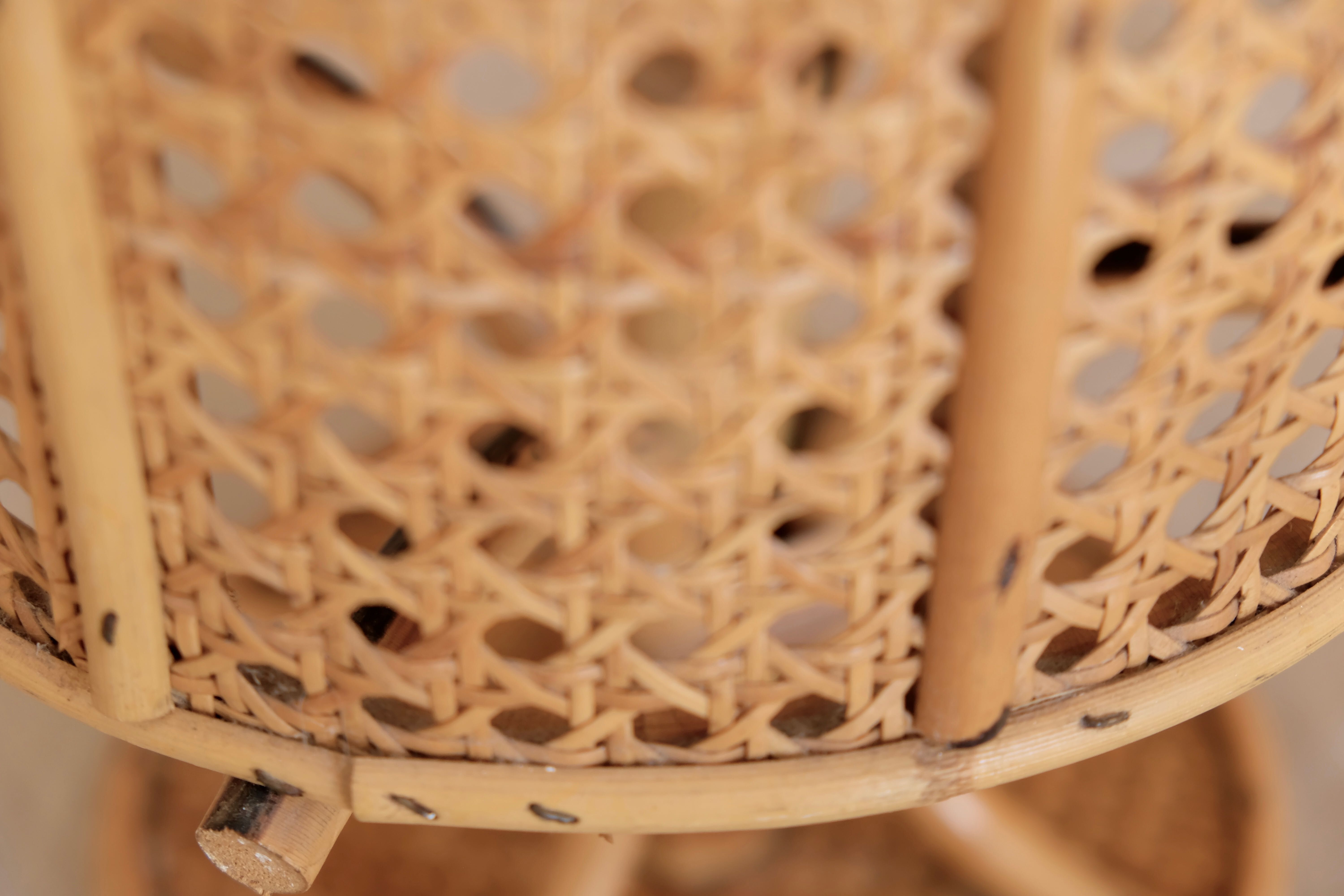 Rattan table lamp 50s piece signed