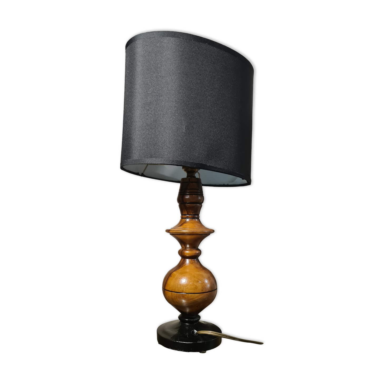 Lampe 1950 pied tourner en olivier 45x23cm
