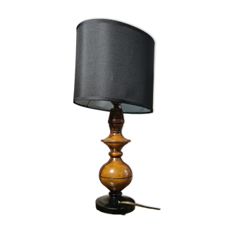 Lampe 1950 pied tourner en olivier 45x23cm