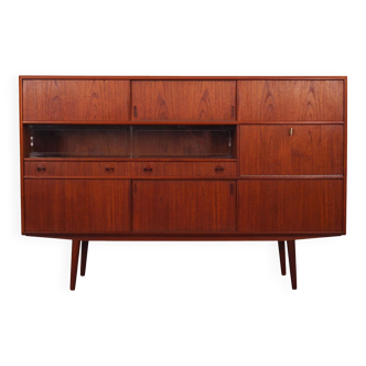 Buffet haut en teck, design danois, années 1970, production : Danemark