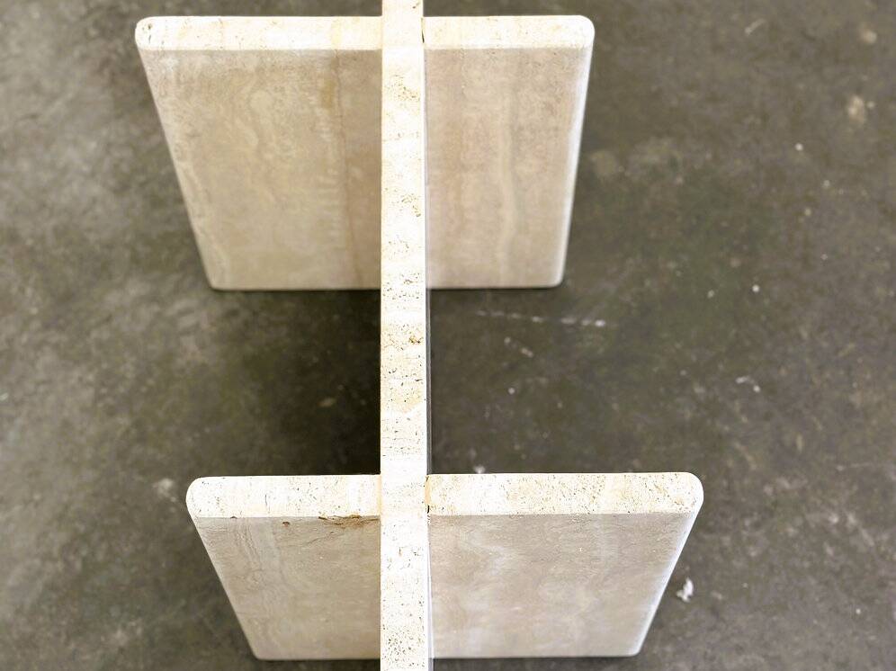 Vintage travertine marble coffee table, France 1980s