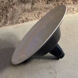 Large industrial pendant lampshade in black enamelled sheet metal.