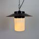 Industrial Grey Enamel Pendant Lamp with Milk Glass, 1960s