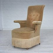 1950s, Danish armchair, furniture velour, ash wood legs.