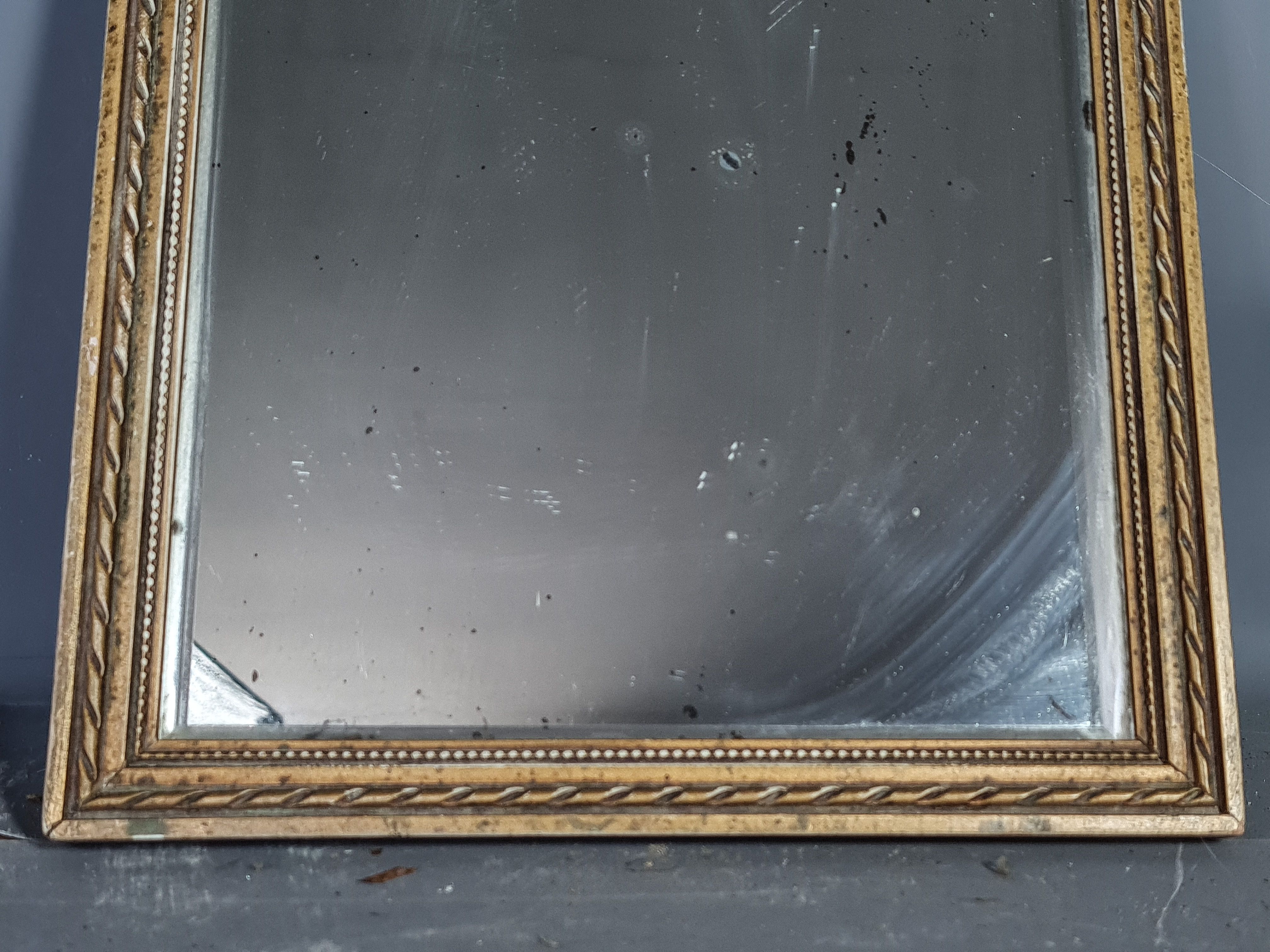 Old mirror style Louis XVI stucco wood, beveled ice 27x21 cm Good condition SB
