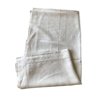 Tablecloth linen fine square embroidered hand round hook 152cm
