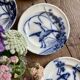 Set of 6 flat ironstone plates - Japanese Model 2 from Longwy