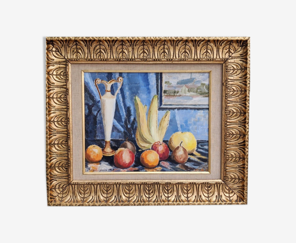 1962 modernist "splendour" swedish still life oil painting, framed