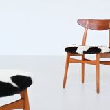 Hans Wegner model CH30 dining chairs in cowskin Carl Hansen Denmark 1952