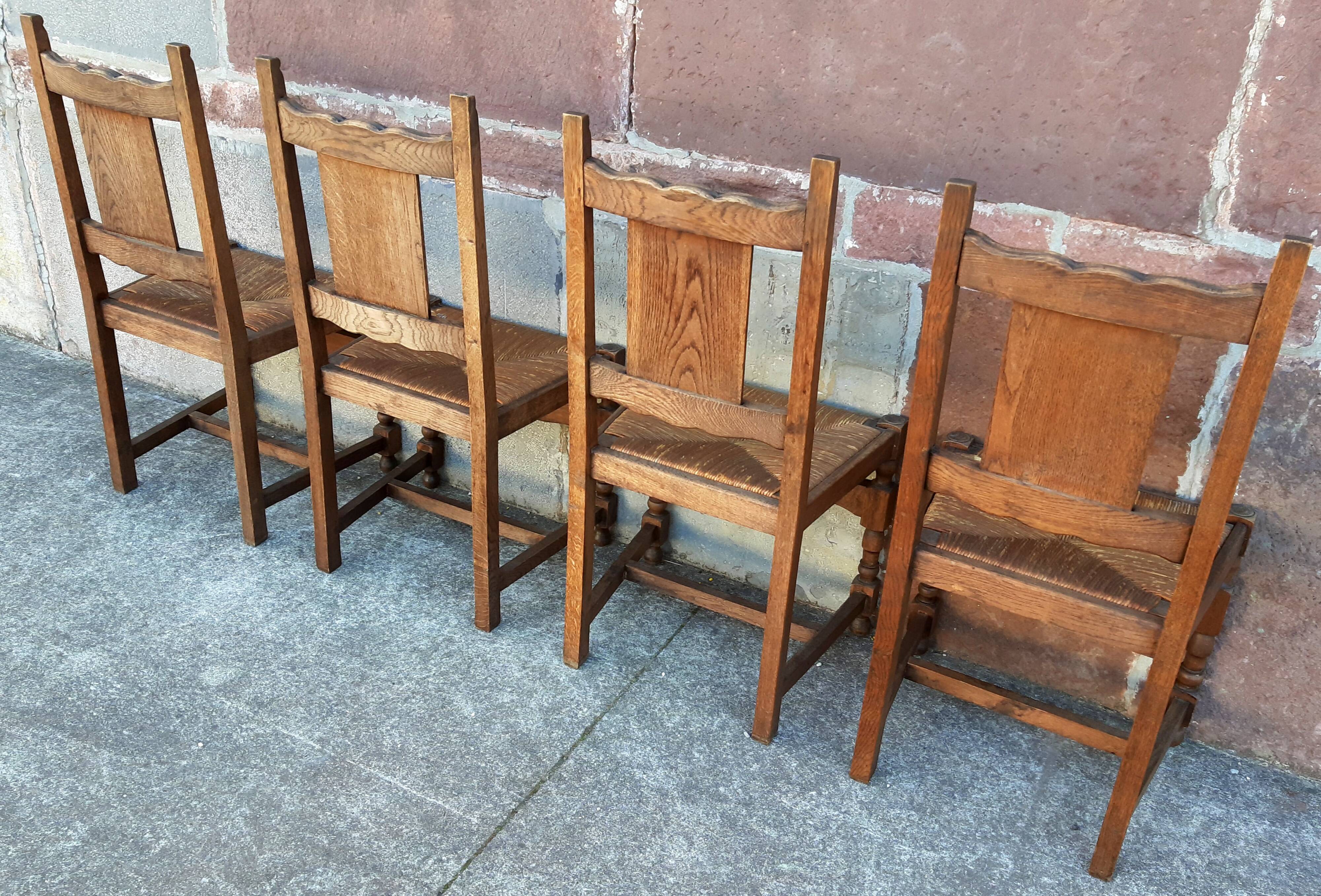4 Basque oak chairs