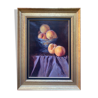 HST table "Still life with peaches" signed + frame