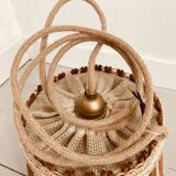 Vintage fabric and wood pendant light