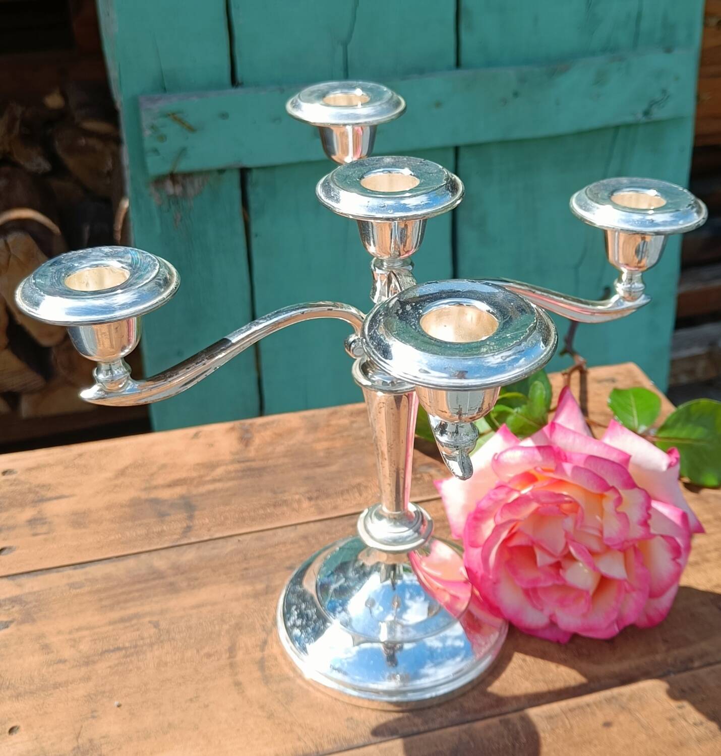 English silver candelabra candlestick
