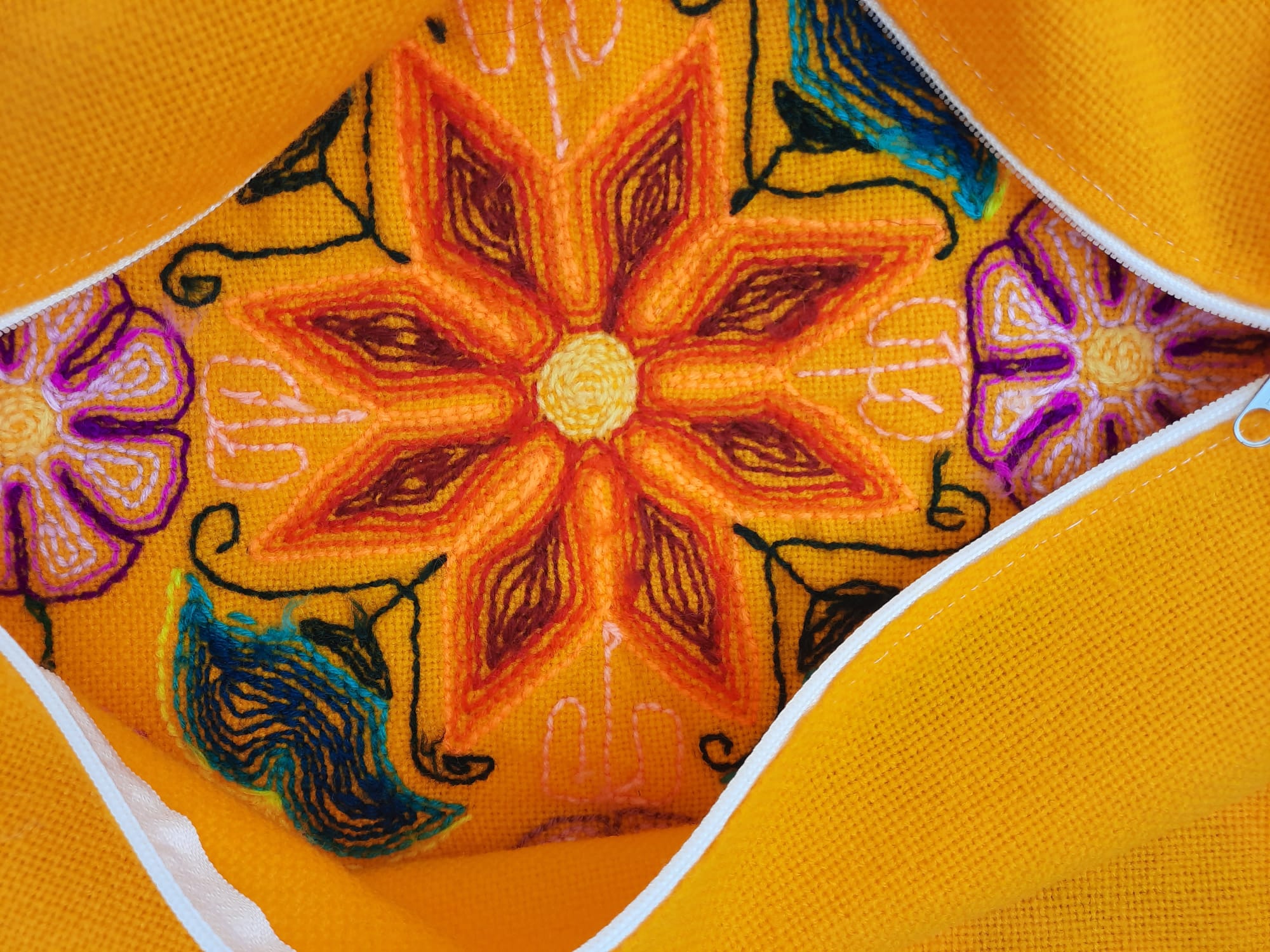 Yellow Peruvian cushion cover