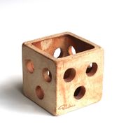 Ceramic cube candle holder by Raymonde Leduc, Vallauris, 1960s