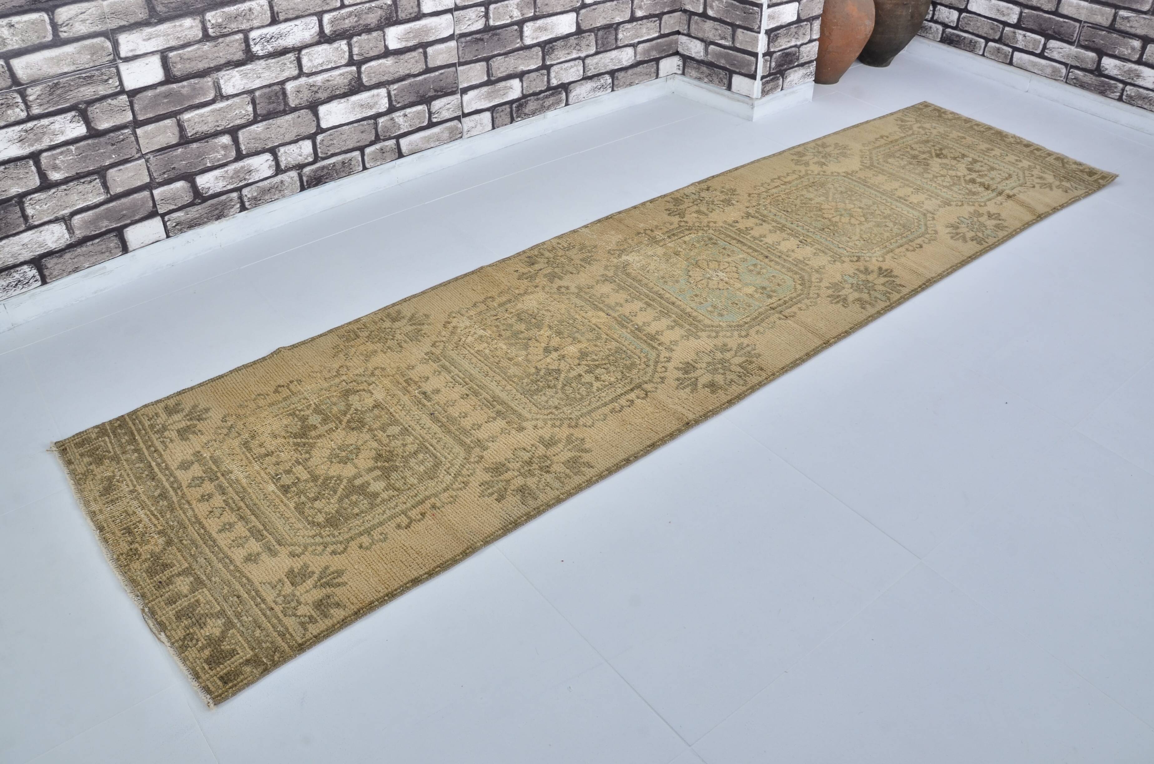 Beige Oushak Turkish Runner sku 2137