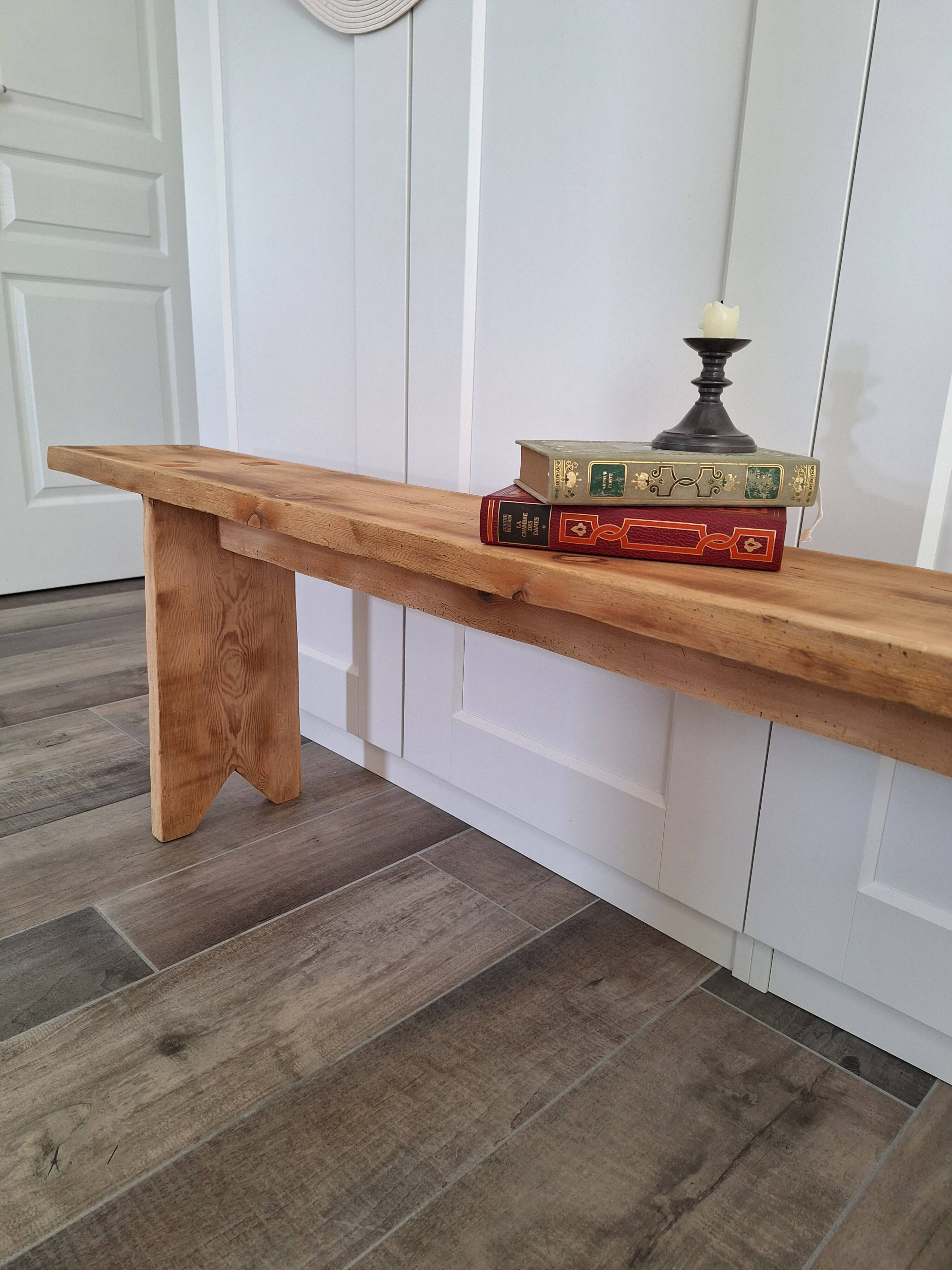 Large antique farmhouse bench in solid wood – 200 cm