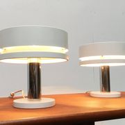 Minimalist table lamps from the German mid-century space age by Kaiser Idell / Kaiser Leuchten, 1960s, set of 2.