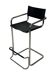 Vintage Black Leather & Chrome Italian Modern Barstools Set