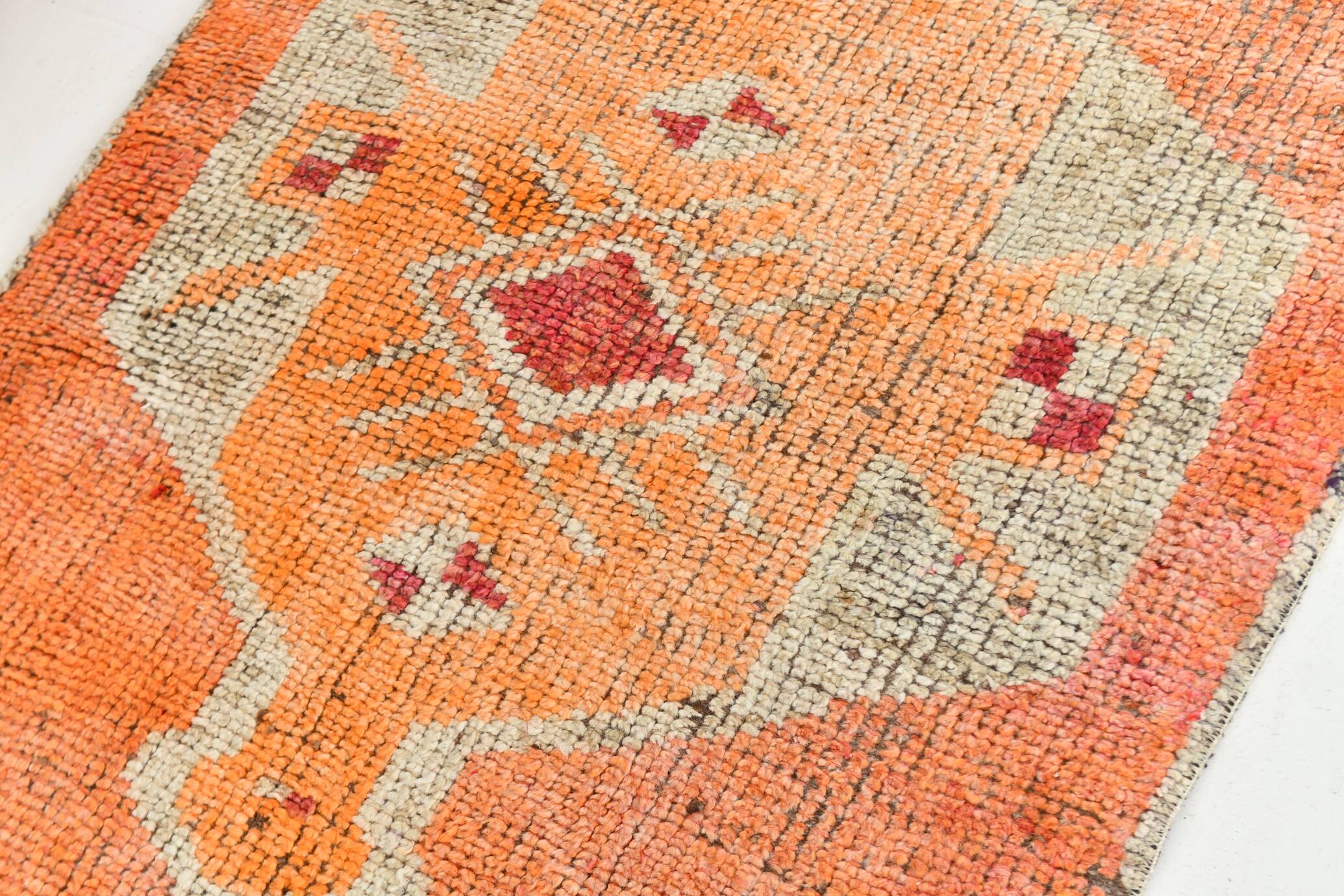 3x10 Pastel Orange Turkish Runner Rug, 102x304Cm